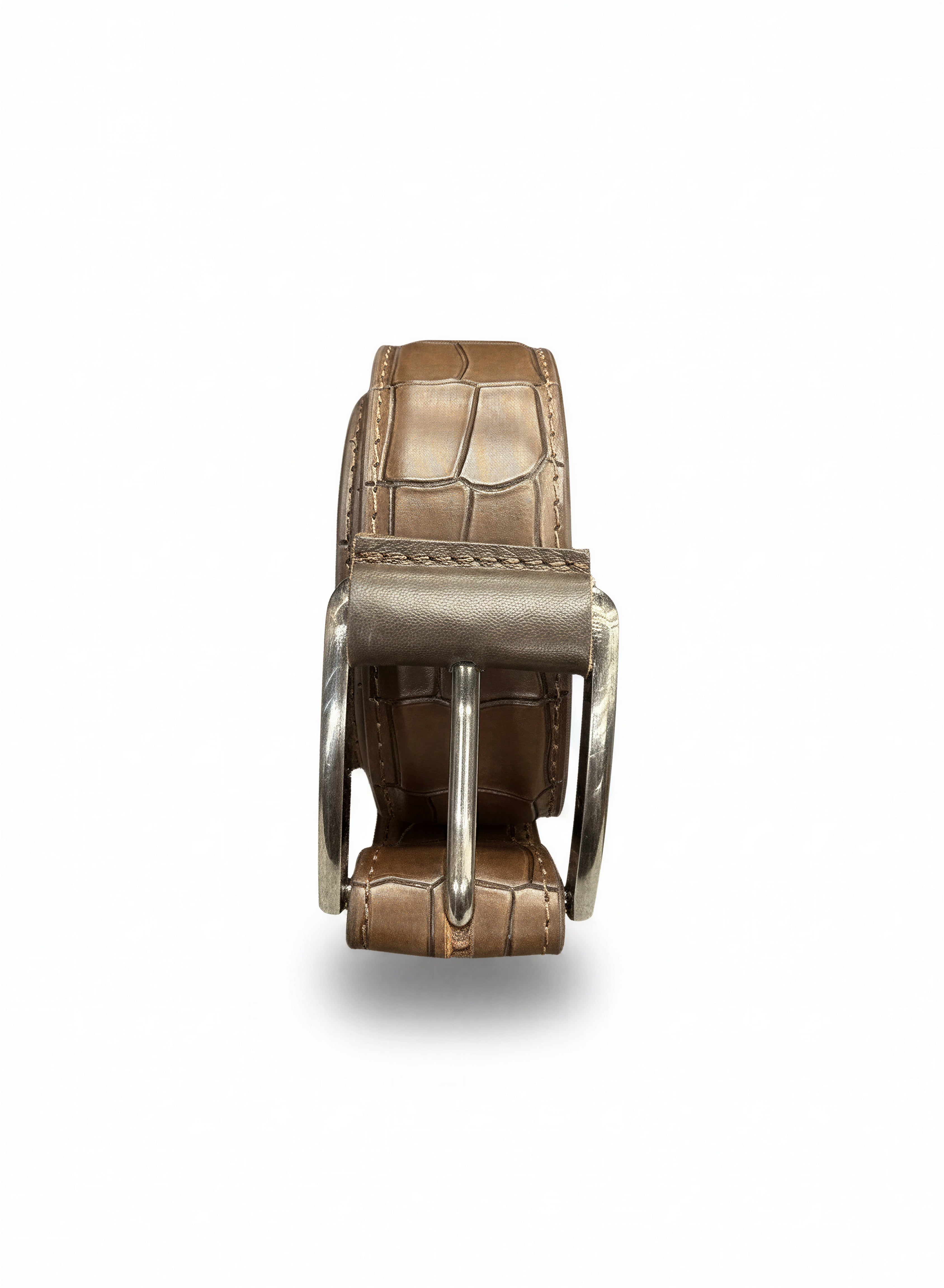 Brown crocodile leather belt